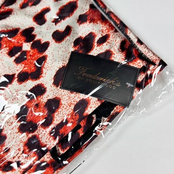 NWT Fredericks of Hollywood Satin Maxi Gown Sz.S Leopard Print Black Lace Sheer - Picture 7 of 10